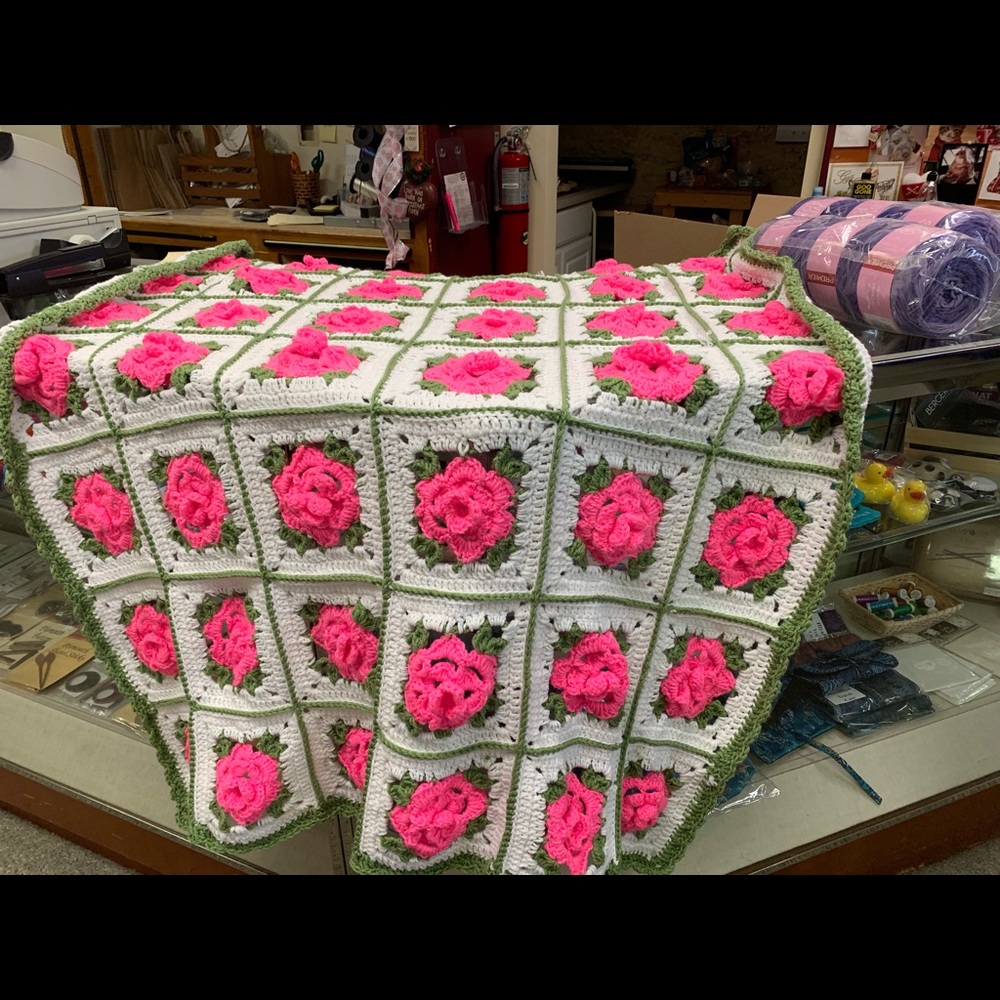 Crochet throw . One of a kind..
